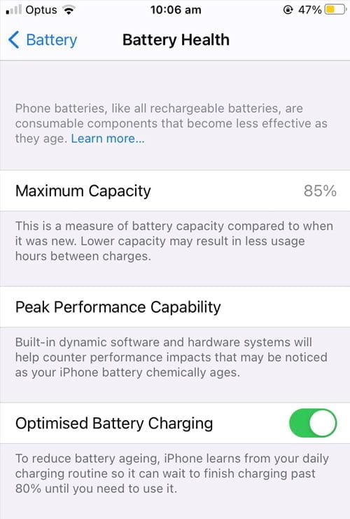 iPhone Battery Percentage